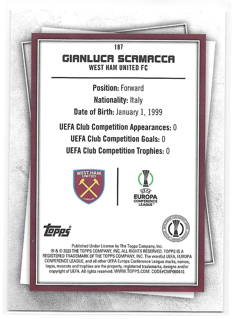 Gianluca Scamacca (West Ham United FC) Fire & Ice Limited Topps SuperStars 22-23