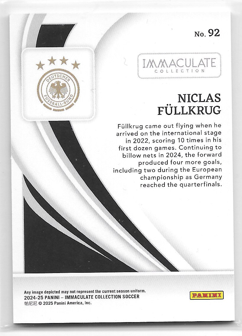 Niclas Fullkrug (Germany) Sapphire /25 SP Panini Immaculate Soccer 2024-25