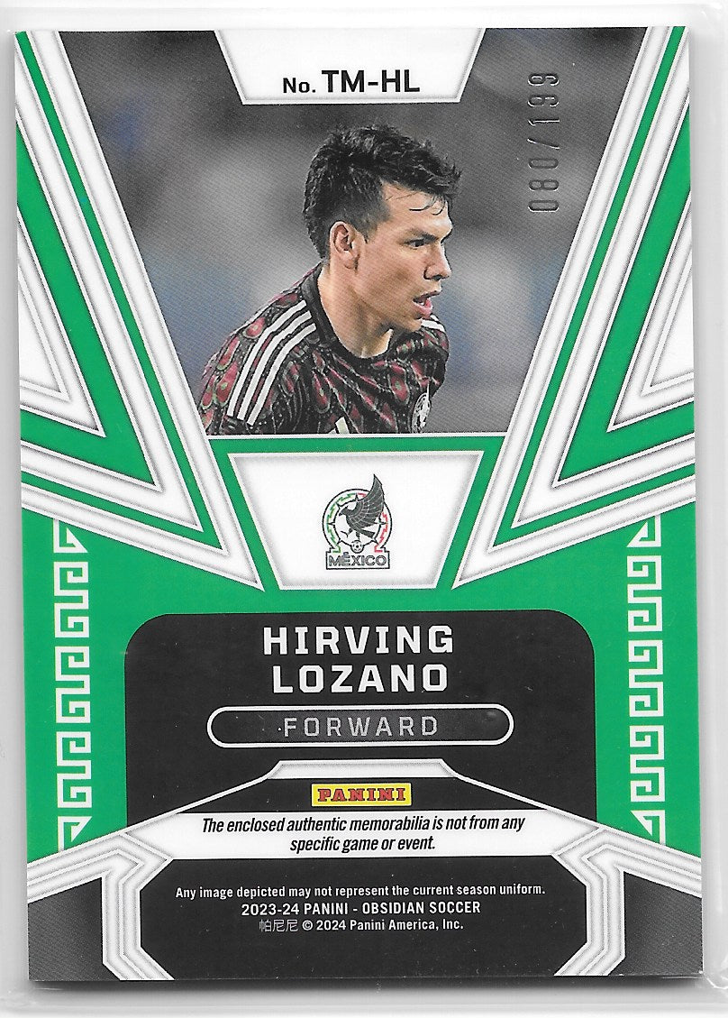 Hirving Lozano (Mexico) Trifecta Material Patch /199 Panini Obsidian Soccer 2023-24