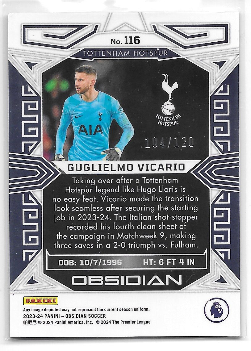 Guglielmo Vicario (Tottenham Hotspur) /120 Panini Obsidian Soccer 23-24