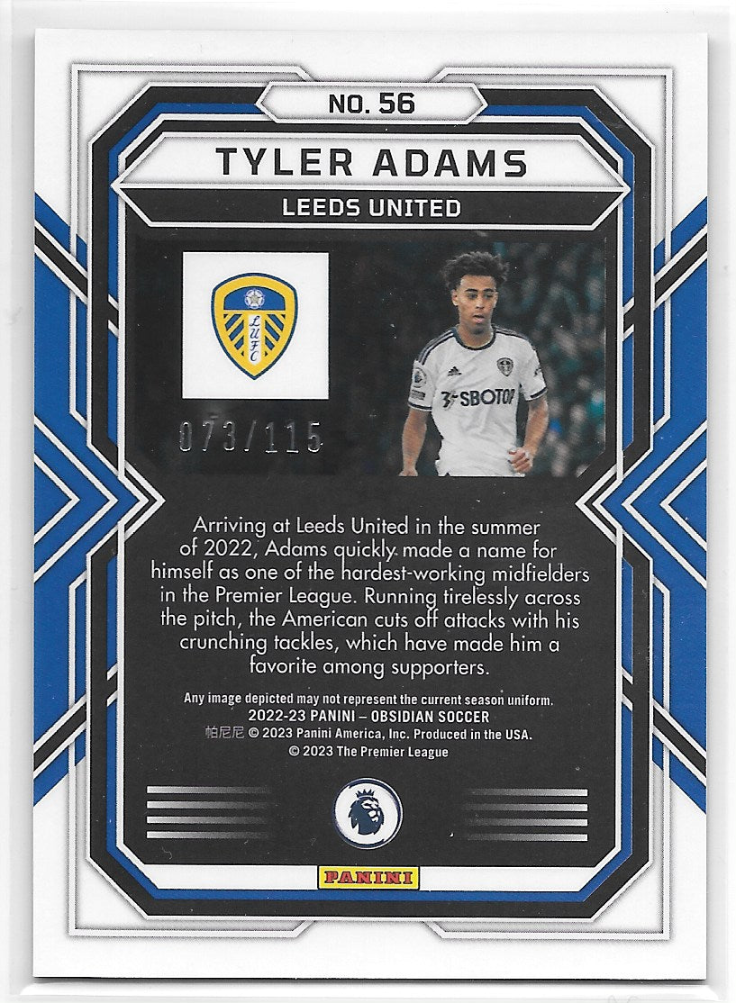 Tyler Adams (Leeds United) 073/115 Panini Obsidian Soccer 22-23