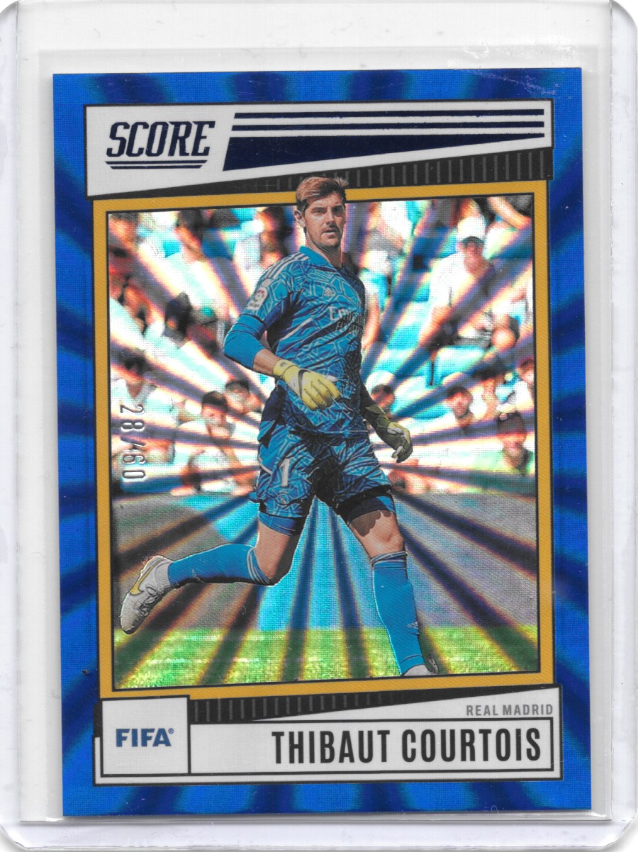 Thibaut Courtois 2022-23 Panini Score FIFA Blue Laser /60