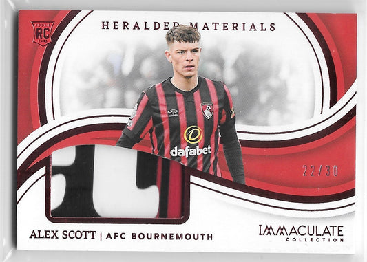 Alex Scott (AFC Bournemouth) Heralded Materials Ruby /30 RC Panini Immaculate Soccer 23-24