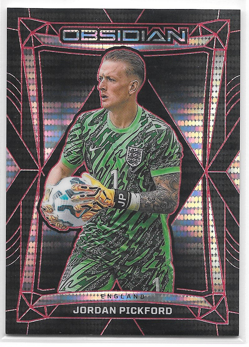 Jordan Pickford (England) Electric Etch Red Pulsar /44 Panini Obsidian Soccer 2024-25