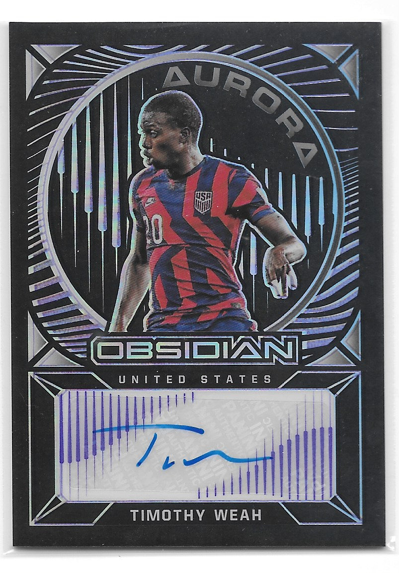 Timothy Weah (USA) Aurora Auto Purple /75 Panini Obsidian Soccer 2021-22