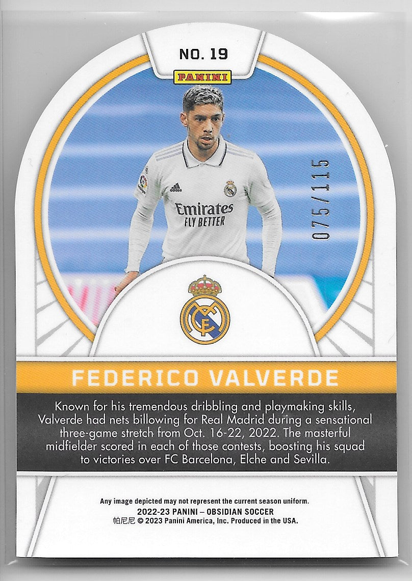 Federico Valverde (Real Madrid) Tunnel Vision /115 Panini Obsidian Soccer 22-23