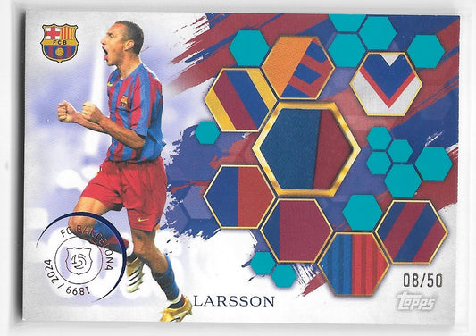 Henrik Larsson (FC Barcelona) Jersey Relic /50 Match Worn Topps Barcelona 125th Anniversary 24-25