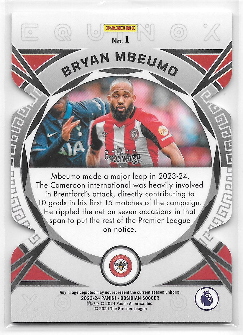 Bryan Mbeumo (Brentford) Equinox Electric Etch Orange /99 Panini Obsidian Soccer 2023-24