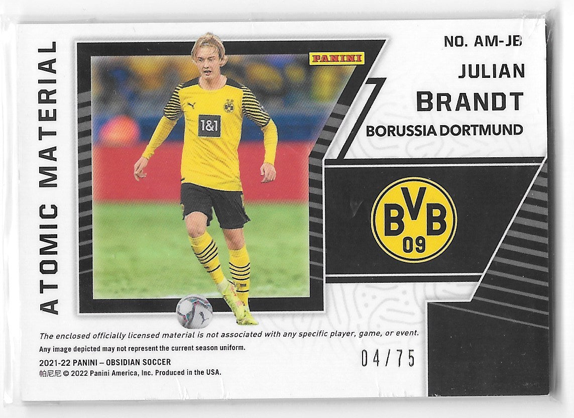 Julian Brandt (Borussia Dortmund) Atomic Material Purple /75 Panini Obsidian Soccer 21-22