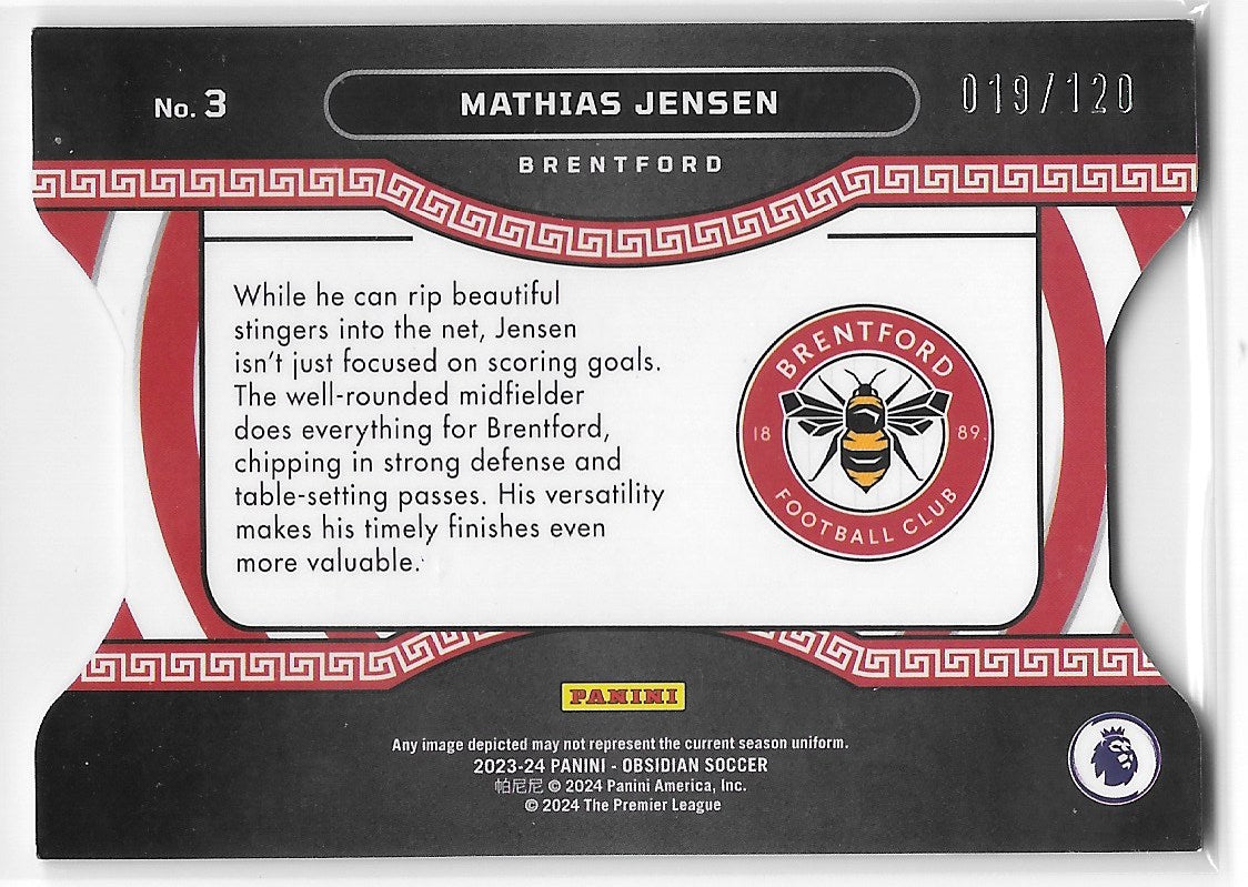 Mathias Jensen (Brentford) Tunnel Vision /120 Panini Obsidian Soccer 2023-24