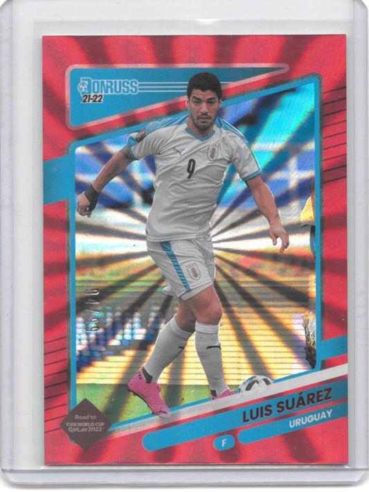 Luis Suarez (Uruguay) Holo Red Laser /99 Panini Donruss Soccer Road to Qatar 21-22