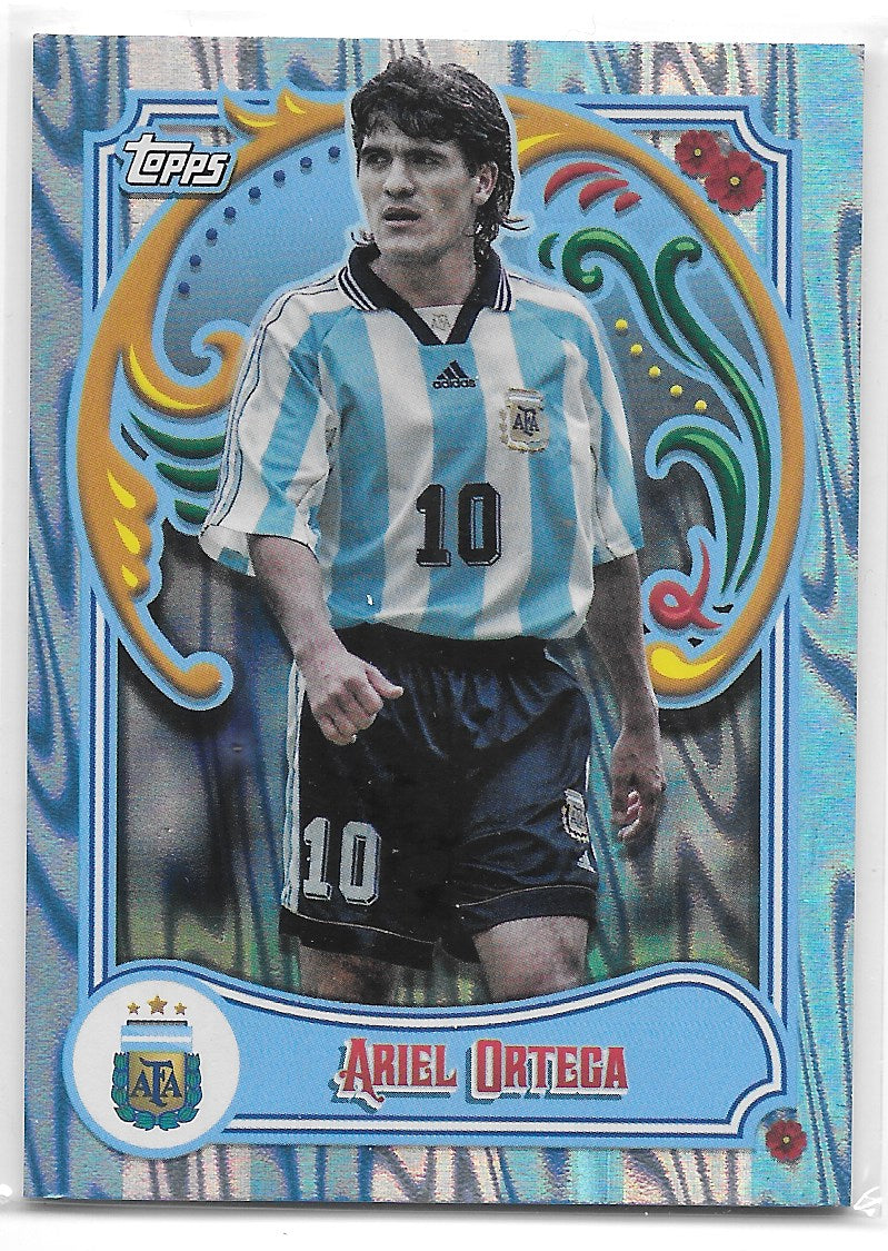 Ariel Ortega (Argentina) Tango Sky Blue & White /99 Topps Argentina Fileteado 2023