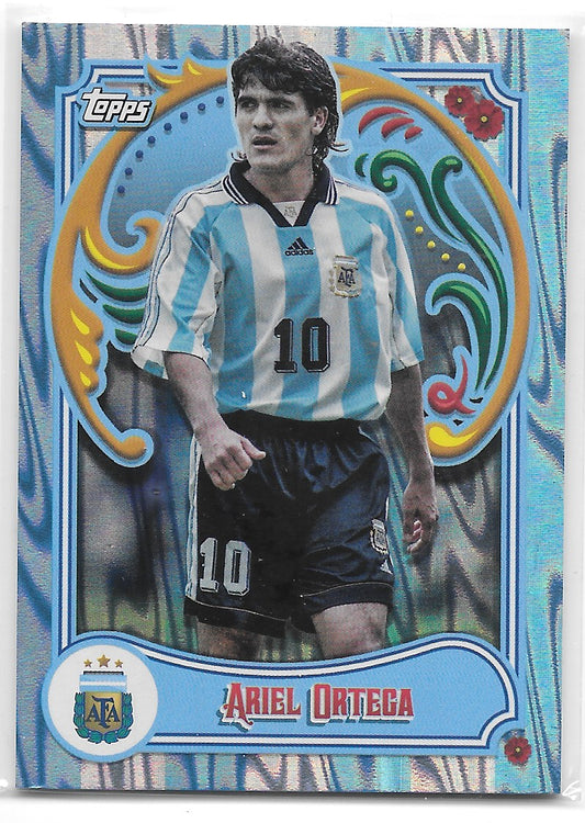 Ariel Ortega (Argentina) Tango Sky Blue & White /99 Topps Argentina Fileteado 2023