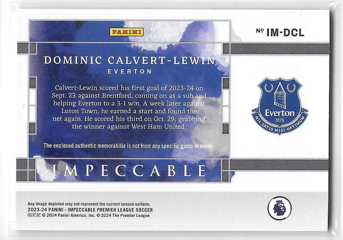 Dominic Calvert-Lewin (Everton) Impeccable Materials Relic /99 Panini Impeccable Premier League 23-24
