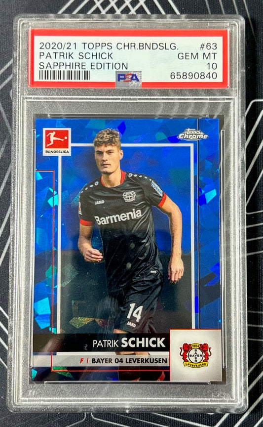 Patrik Schick (Bayer Leverkusen) Sapphire Edition Topps Chrome Bundesliga 20-21 PSA 10