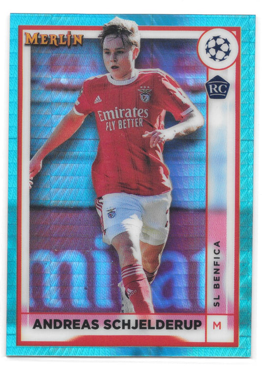 Andreas Schjelderup (SL Benfica) Aqua Prism Refractor RC Topps Merlin Chrome UCC 22-23