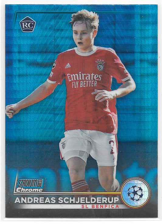 Andreas Schjelderup (SL Benfica) Blue Prism Refractor RC Topps Stadium Club Chrome 22-23