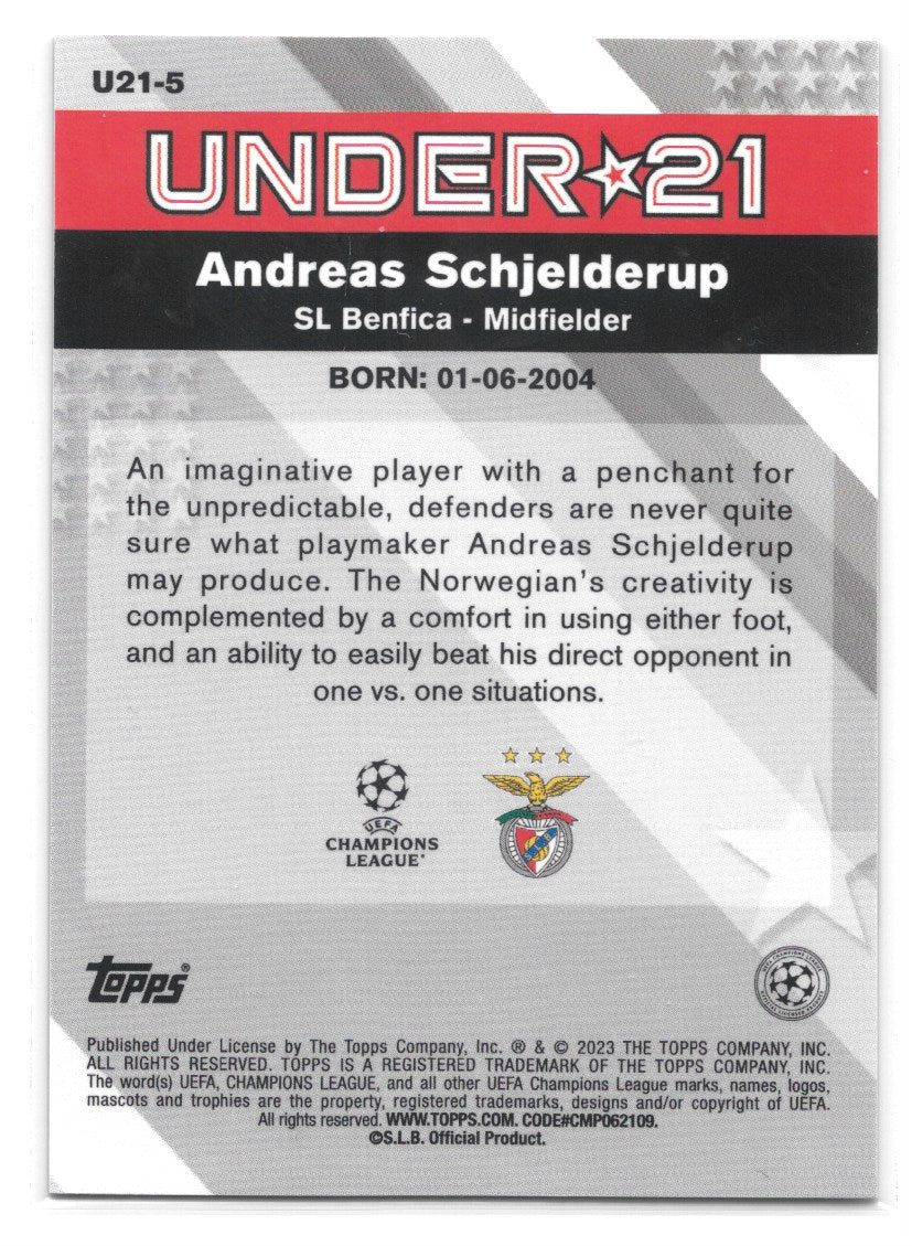 Andreas Schjelderup (SL Benfica) Under 21 Stars Topps Merlin Chrome UCC 22-23