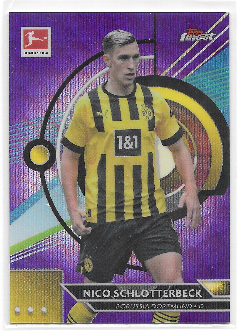 Nico Schlotterbeck (Borussia Dortmund) Purple Wave Refractor /250 Topps Finest Bundesliga 22-23