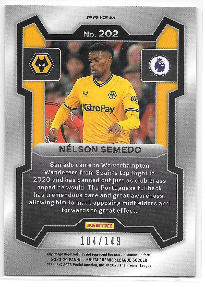 Nelson Semedo (Wolverhampton Wanderers) Pink Breakaway /149 Panini Prizm Premier League 23-24