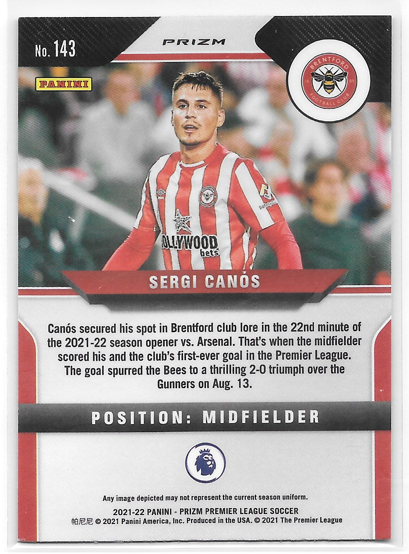 Sergi Canos (Brentford FC) Red White Blue RC Panini Prizm Premier League 21-22