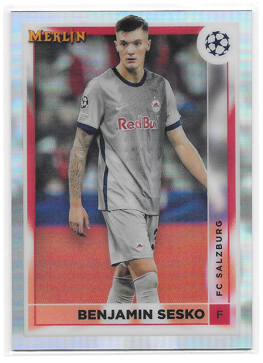 Benjamin Sesko (FC Salzburg) Refractor Topps Merlin Chrome UCC 22-23