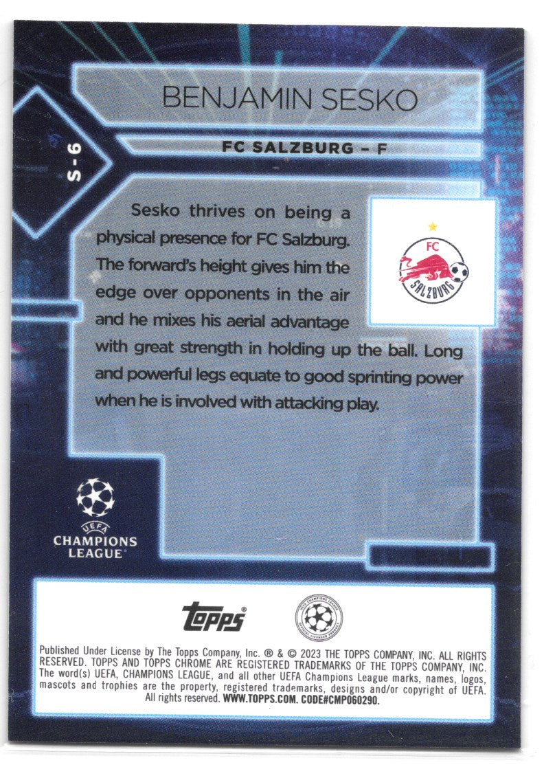 Benjamin Sesko (FC Salzburg) Specimen Topps Chrome UEFA Club Competitions 22-23