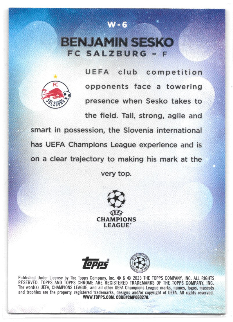 Benjamin Sesko (FC Salzburg) Wonderkids Topps Chrome UEFA Club Competitions 22-23