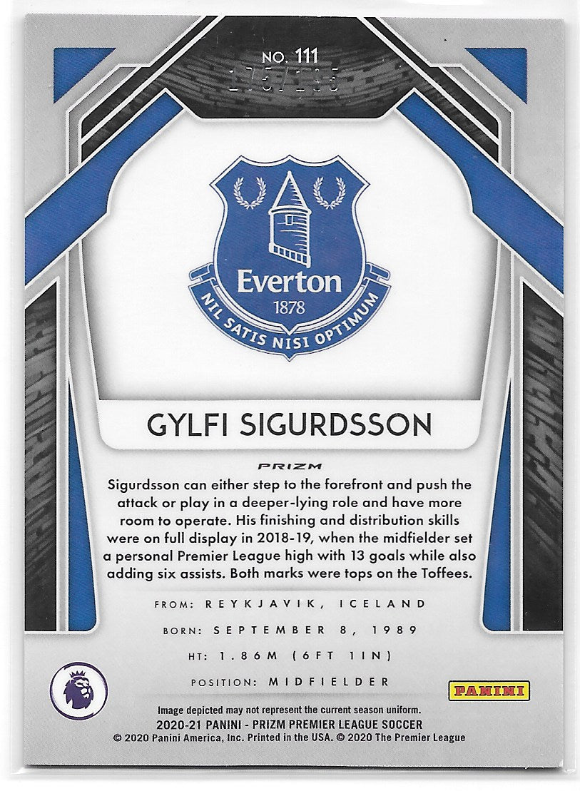 Gylfi Sigurdsson (Everton) Blue Breakaway /195 Panini Prizm Premier League 20-21