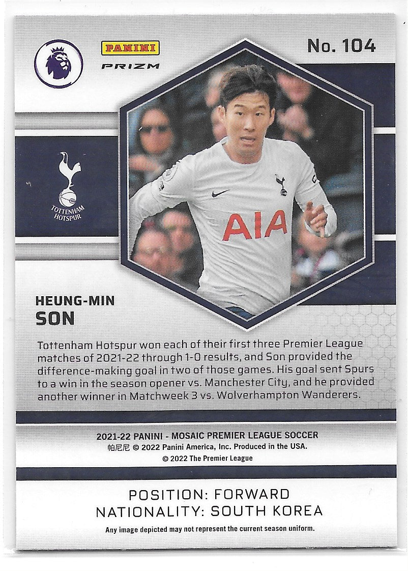 Heung-Min Son (Tottenham Hotspur) Orange Fluorescent Panini Mosaic