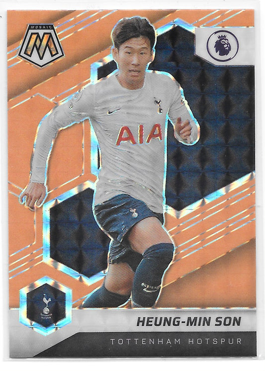 Heung-Min Son (Tottenham Hotspur) Orange Fluorescent Panini Mosaic Premier League 21-22