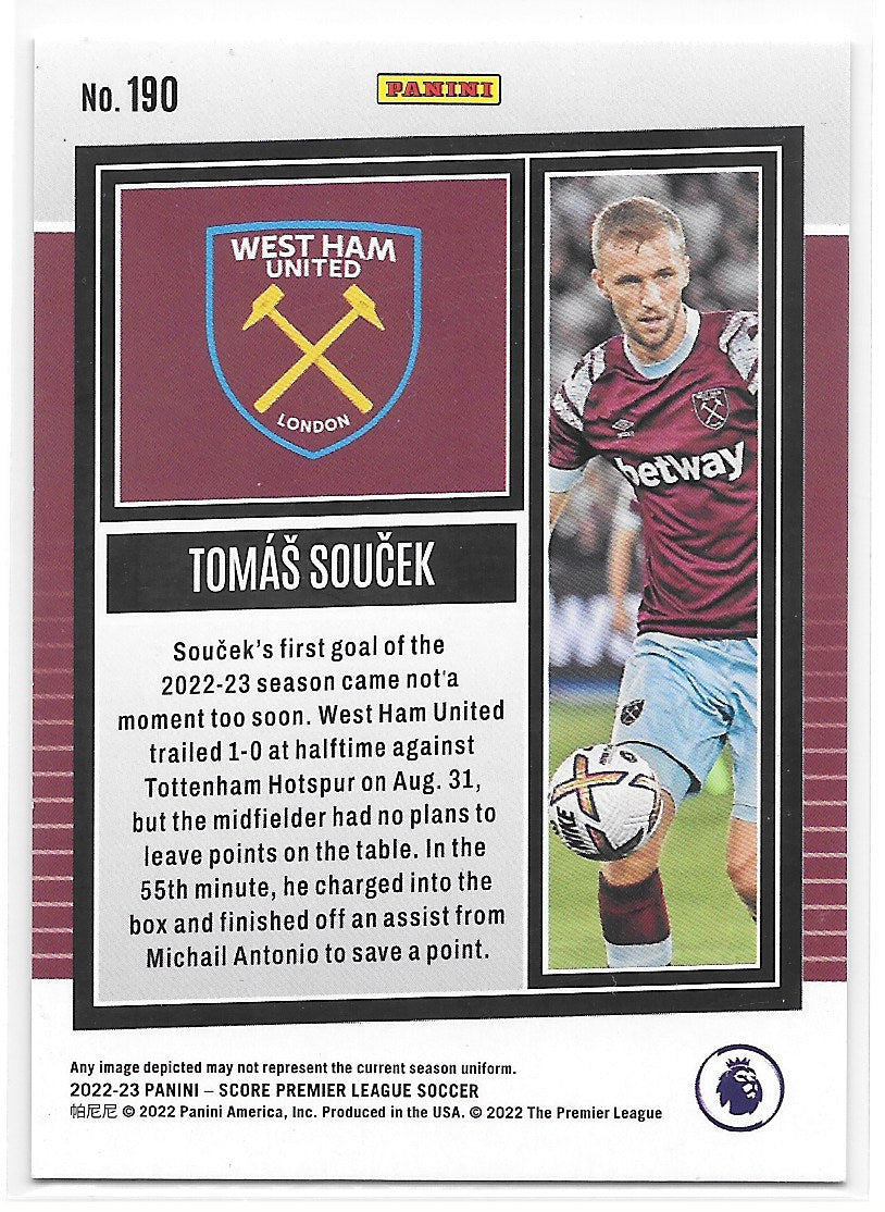 Tomas Soucek (West Ham United) Red Swirl /65 Panini Score Premier League 22-23