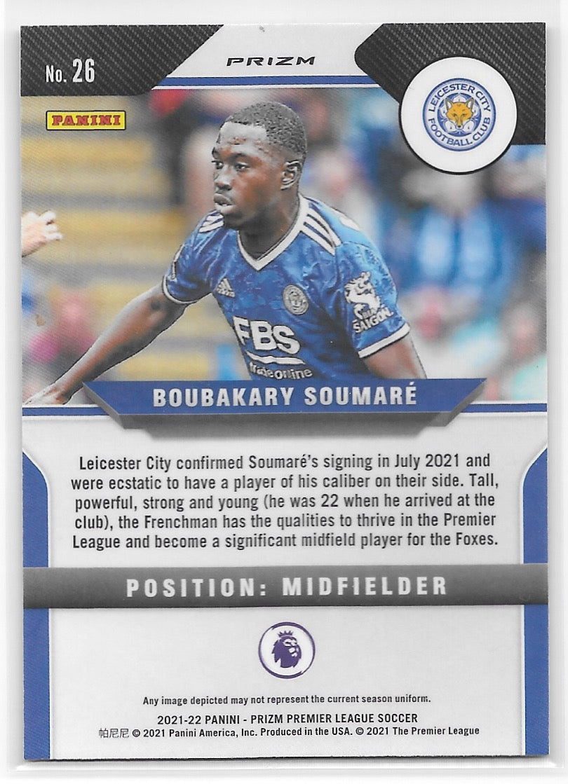 Boubakary Soumare (Leicester City) Pink Prizm Panini Prizm Premier League 21-22