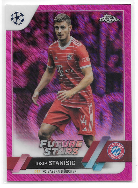 Josip Stanisic (FC Bayern Munchen) Pink Shimmer Refractor /250 Topps Chrome UEFA Club Competitions 22-23