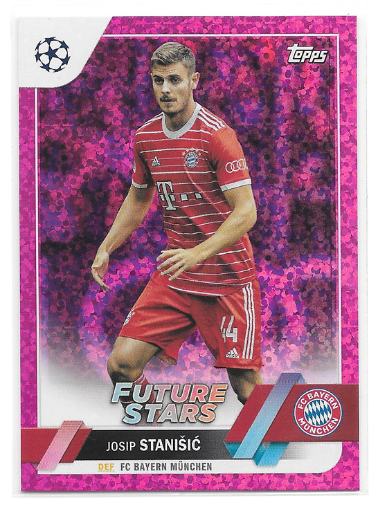 Josip Stanisic (FC Bayern Munchen) Pink Sparkle Future Stars Topps UCC Flagship 22-23