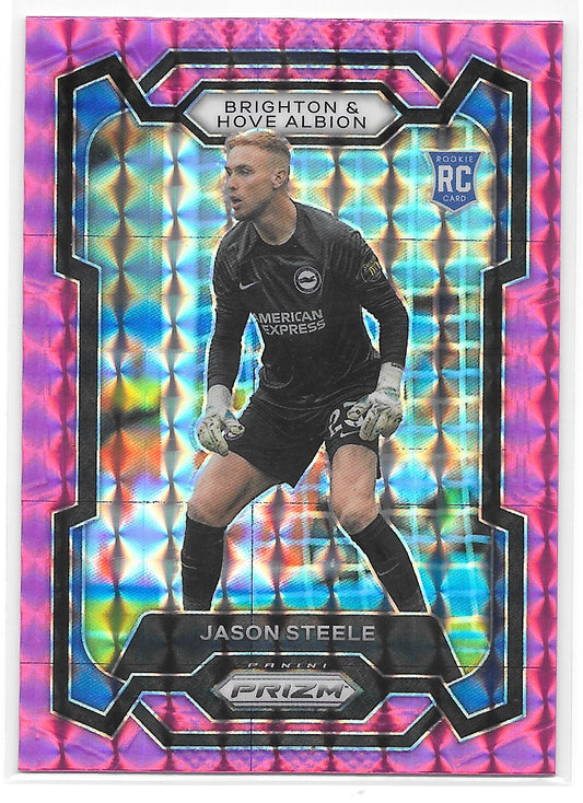 Jason Steele (Brighton & Hove Albion) Pink Mosaic RC Panini Prizm Premier League 23-24