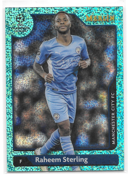 Raheem Sterling (Manchester City) Aqua Speckle /199 Topps Merlin Chrome 21-22