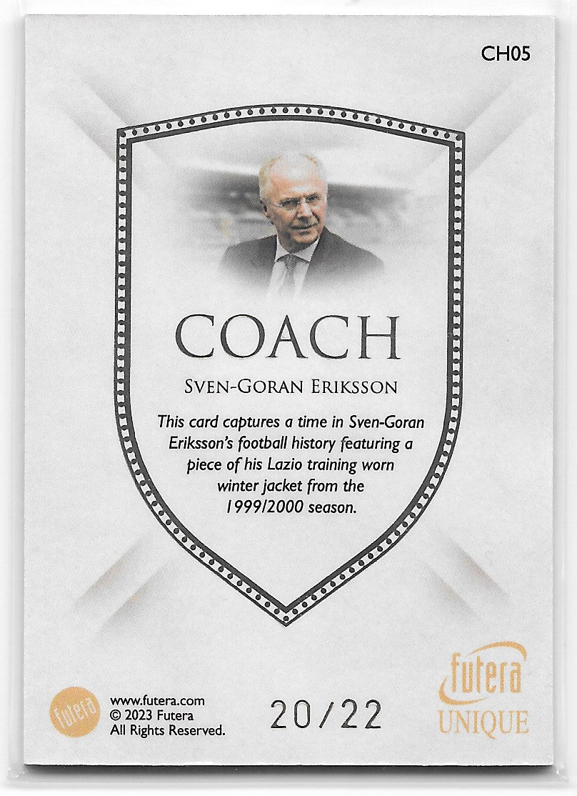 Sven-Goran Eriksson Coach Worn Patch /22 Futera Unique World Football 2023