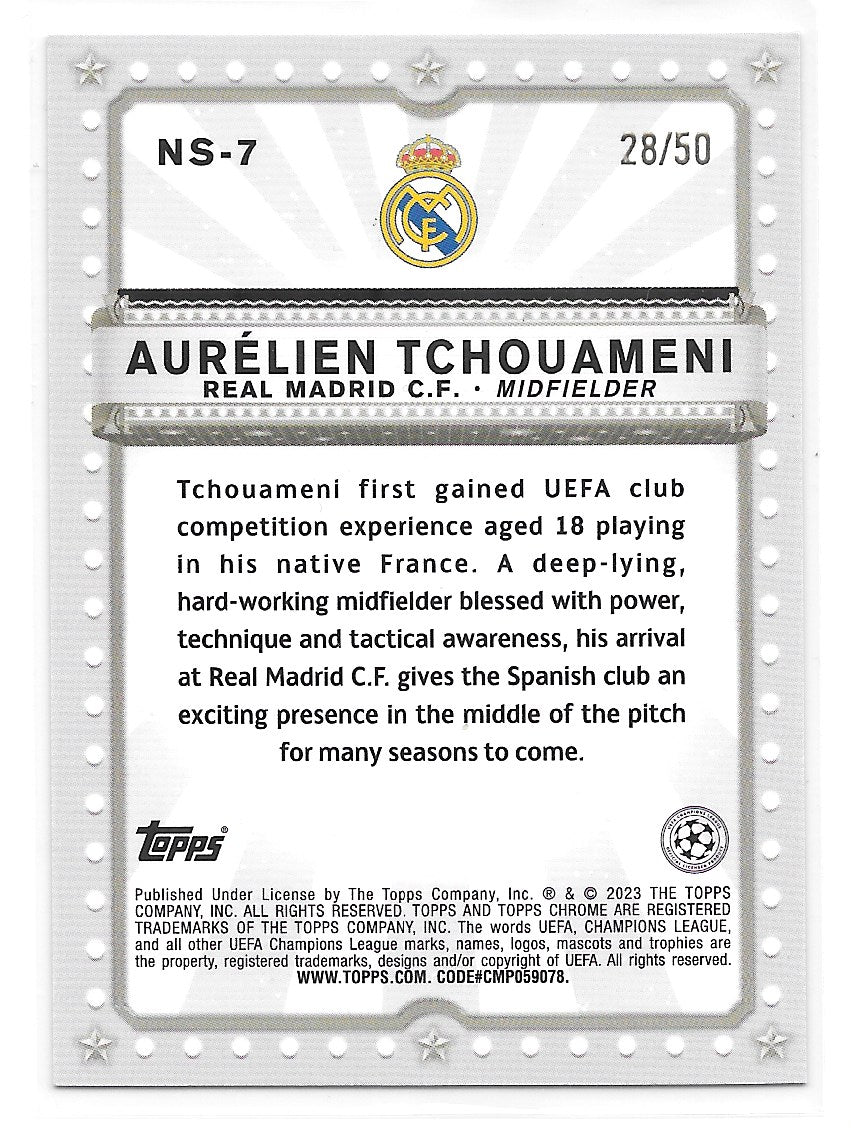 Aurelien Tchouameni (Real Madrid CF) Now Starring Gold /50 Topps UCC Flagship 22-23