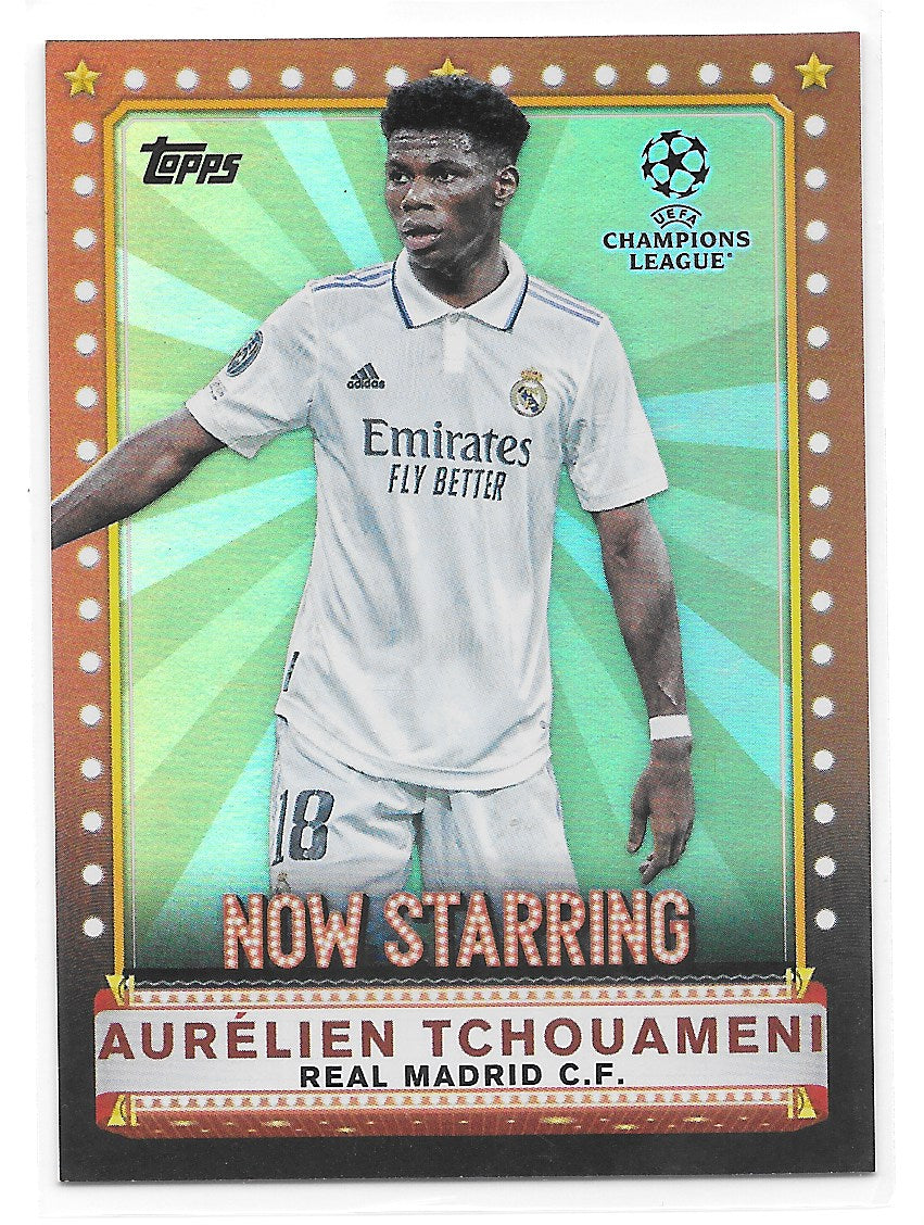 Aurelien Tchouameni (Real Madrid CF) Now Starring Gold /50 Topps UCC Flagship 22-23