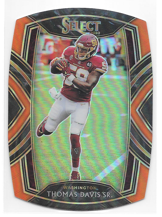 Thomas Davis Sr (Washington Commanders) Club Level Die Cut Orange Panini Select Football 2020