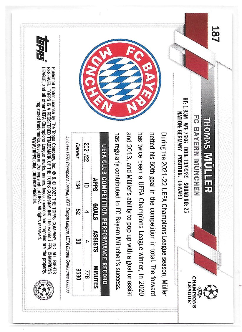 Thomas Muller (FC Bayern Munchen) Pink Sparkle Topps UCC Flagship 22-23