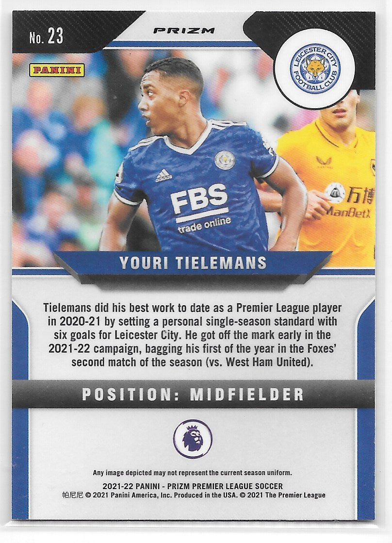 Youri Tielemans (Leicester City) Pink Ice Panini Prizm Premier League 21-22