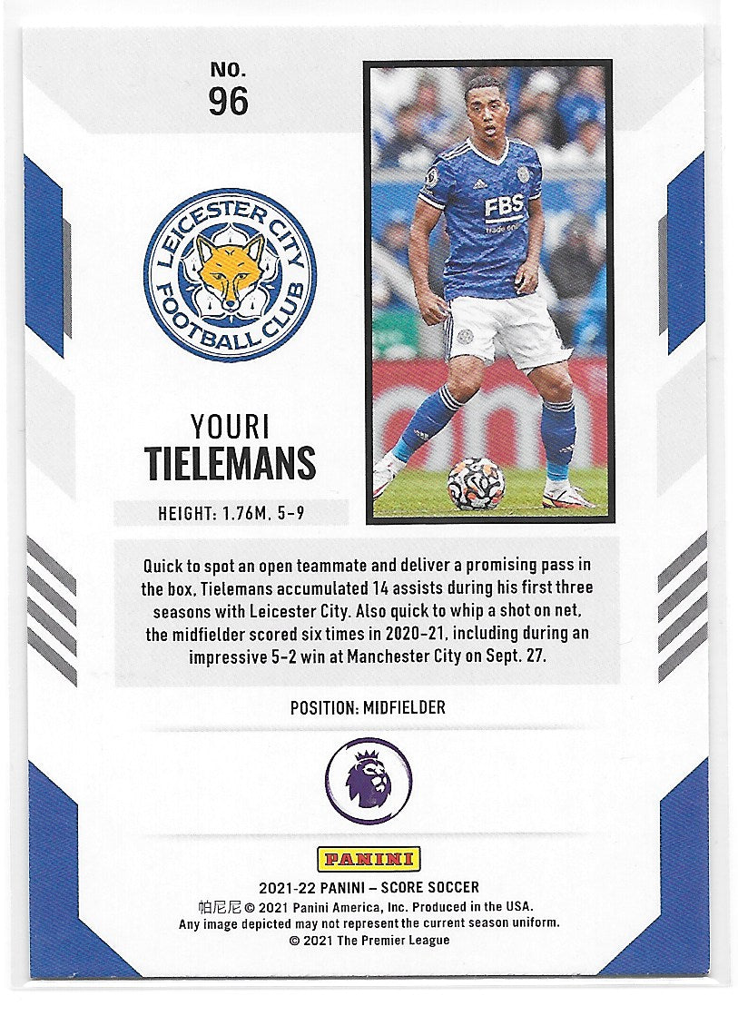 Youri Tielemans (Leicester City) Red Laser Panini Score Premier League 21-22