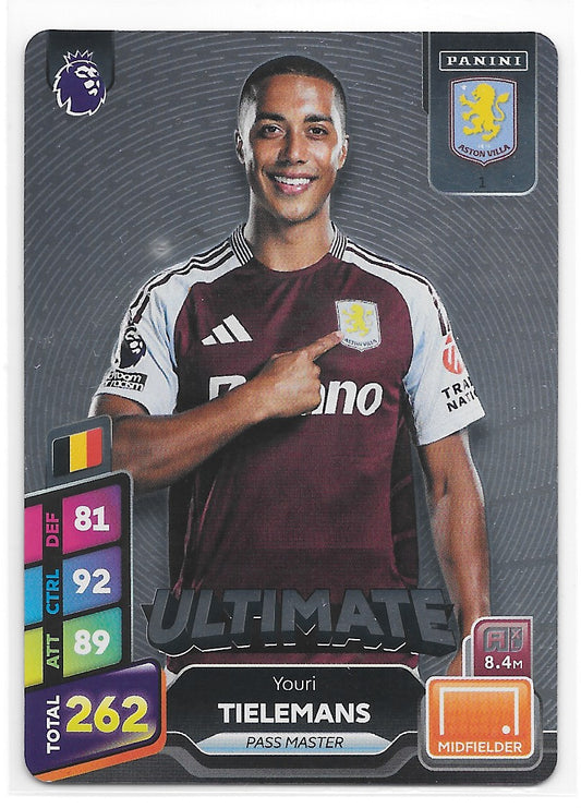 Youri Tielemans (Aston Villa) Ultimate Panini Premier League Adrenalyn XL Plus 2025
