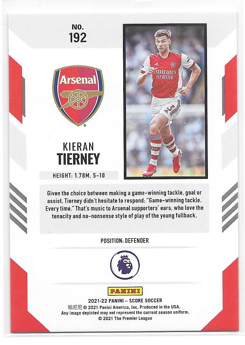 Kieran Tierney (Arsenal) Blue Laser /49 Panini Score Premier League 21-22