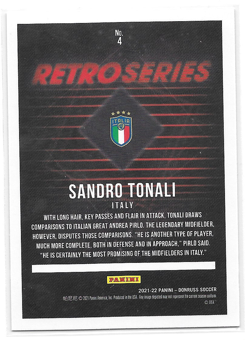 Sandro Tonali (Italy) Retro Series Press Proof Panini Donruss Road to Qatar 21-22