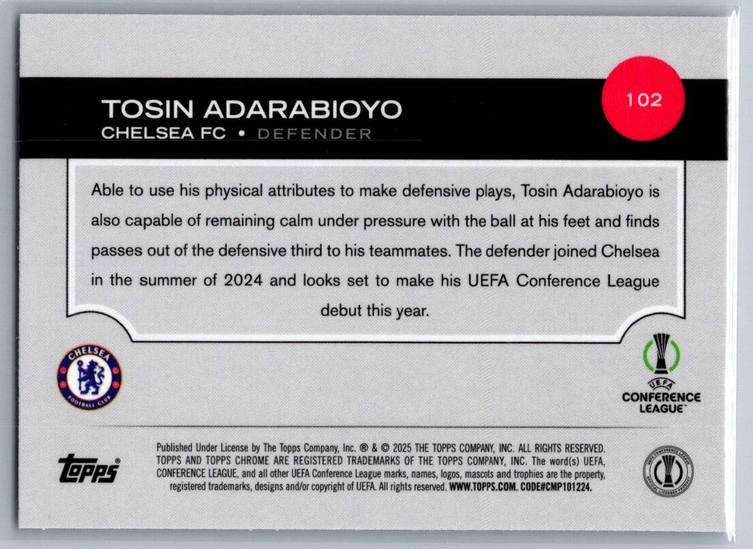 Tosin Adarabioyo (Chelsea) Wave Refractor Topps Chrome UCC 24-25