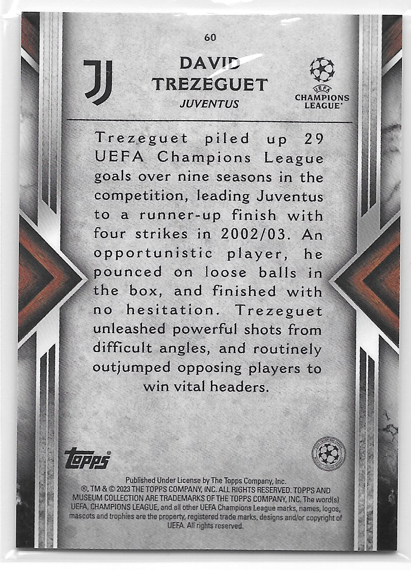 David Trezeguet (Juventus) Sapphire /75 Topps Museum Collection UEFA Champions League 22-23