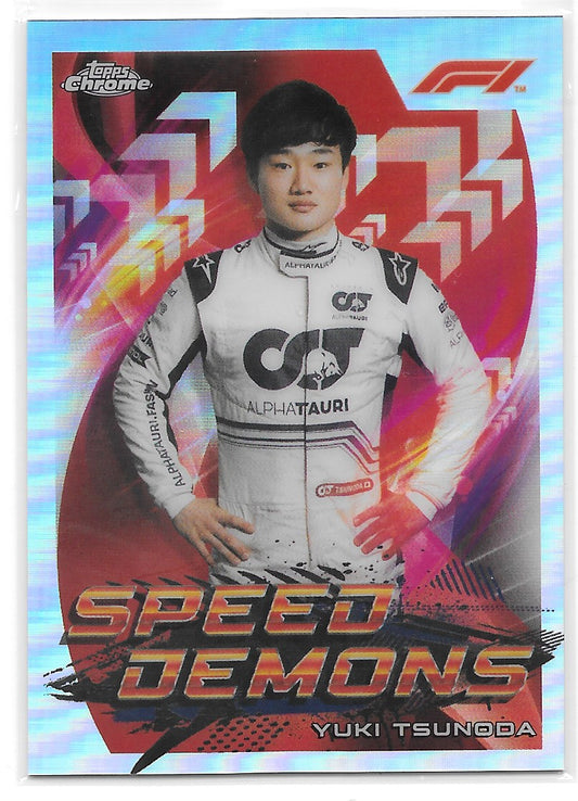 Yuki Tsunoda (Scuderia AlphaTauri) Speed Demons Refractor Topps Chrome Formula 1 2022